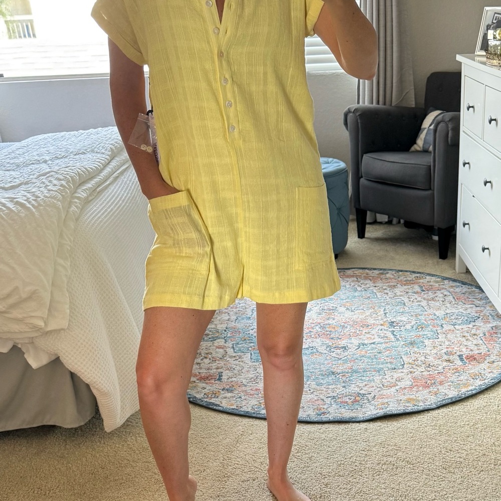 Amuse Society Yellow Swim Romper/Coverup